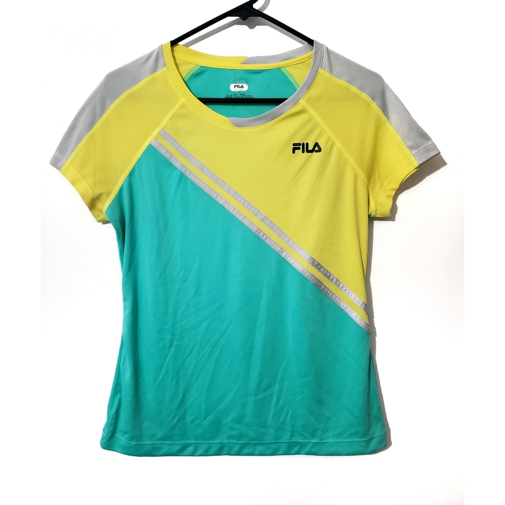 Fila Women's Colorblock Round Neck Short Sleeve Athletic Top Multi-Color Medium